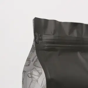 Groothandel Matte Afdrukken Vierkante Bulk Rits Aluminiumfolie Vlakke Bodem Koffie Zak Met Klep En Logo