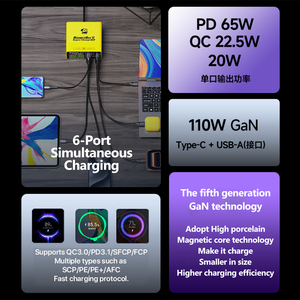 Estación de Carga Rápida MECHANIC M-POWER 110 <span class=keywords><strong>Pro</strong></span> de 6 Puertos <span class=keywords><strong>GaN</strong></span> 110W para Teléfonos Móviles, Tabletas, Talleres de Reparación, Viajes, Hogar y Oficina - Product Image 3