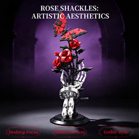 Ensemble de construction Papillon Rose Gothique 664 pièces, modèle de main squelettique à monter, jouet en briques de plastique ABS pour les 7-9 ans, cadeau