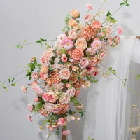 Boule de fleurs artificielles en soie rose et orange, rangée de fleurs pour la décoration d'arche de fête d'anniversaire, de mariage