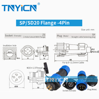 Montage sur panneau M20 SP/SD20 4pin extérieur circulaire industriel mâle femelle 4P prise de courant câble d'alimentation connecteur étanche