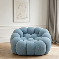 Fauteuil de salon moderne en tissu bleu, design italien, compressé sous vide, haute densité, pour salle à manger, maison ou bureau
