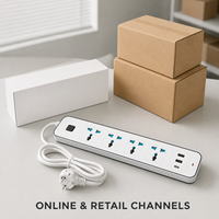Stop Kontak Industri & Rumah Sakit Multi-Perangkat dengan 4 Soket AC, 3 USB-A, dan 1 Port USB Type-C 10A