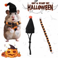 Ensemble chapeau et écharpe pour petit animal de compagnie, costume d'Halloween mignon, chapeau de sorcière noir, sangle de menton réglable, écharpe en tricot orange, hamster