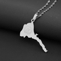 Érythrée carte drapeau pendentif colliers minces pour femmes filles couleur or carte africaine de l'Érythrée bijoux en acier inoxydable