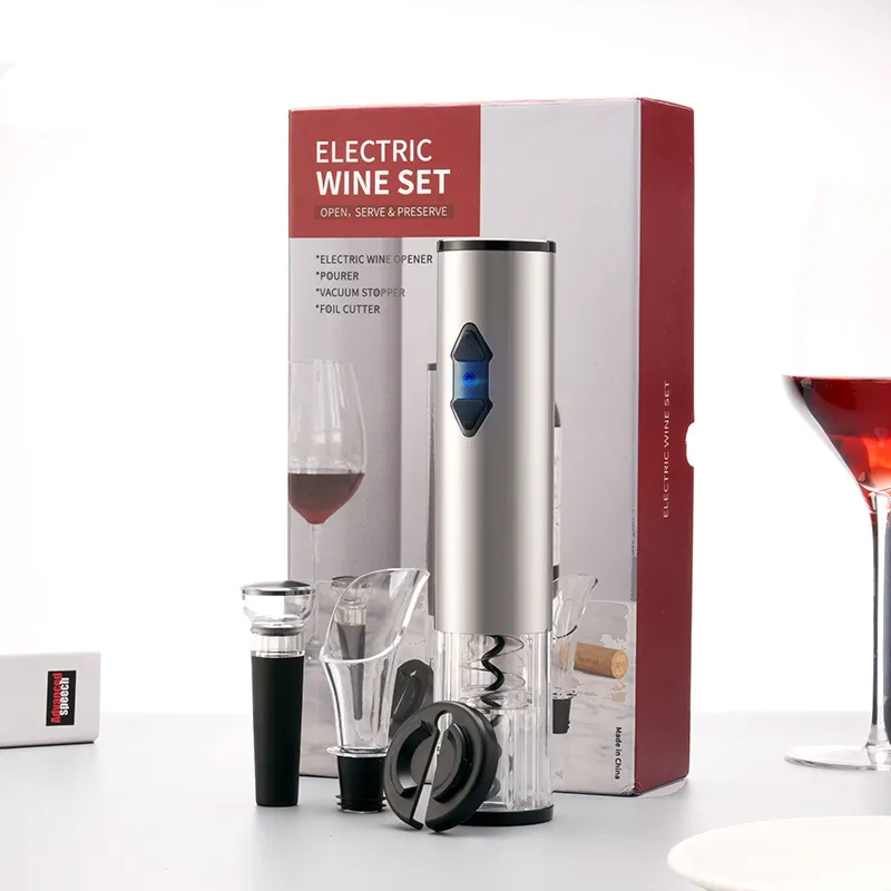Juego de regalo de accesorios y abridor de vino eléctrico de vino premium en caja elegante para amantes del vino