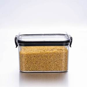 Dust Resistant square Transparent Plastic sealed Jar Food Grade Kitchen <b>Storage</b> <b>Box</b> for Grains Dry Goods Tidying - Product Image 2