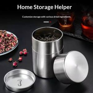 Contenedor de Alimentos Portátil de Acero Inoxidable 304 con Doble Tapa Sellada, para Té y Granos de Café, a Prueba de Humedad - Product Image 1