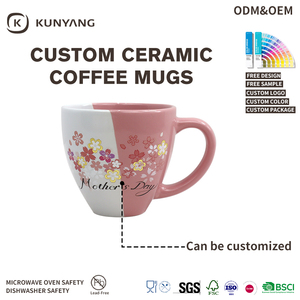 Fournisseur d'usine Tasses en céramique à large ouverture Glaçure bicolore Logo personnalisé Couleur Cadeau pour la maison Bureau Tasses à café en céramique - Product Image 4