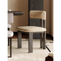 Ensemble de chaises de salle à manger de style nordique moderne, durables et haut de gamme, avec dossier en tissu, en bois massif, style rétro français, non pliables, meubles pour la maison