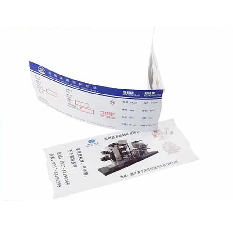 Hot Koop Populaire Thermische Transfer Papier Luchtvaartmaatschappij Afdrukken Vluchten Tickets