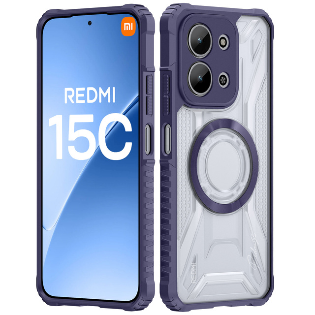 Hard PC Matte Transparent Redmi 15C Cover Frost Back Magnetic Anti Slip Phone Case for Redmi 15 14 13 12 /Note 15 14 13 12 11