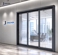 Porte coulissante extérieure moderne JINGCHEN, élégante, ultra-fine, en aluminium, à double vitrage, à faible émissivité, avec rail silencieux, certifiée Energy Star