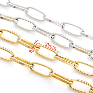 Chaînes en acier inoxydable E580 en gros, chaînes croisées dorées et argentées, grandes chaînes ovales personnalisées permanentes, DIY - Product Image 5