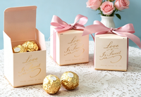 Boîte cadeau personnalisée rose pour mariage avec ruban, mini-boîte d'emballage de luxe pour chocolats, idéale pour les faveurs de fête d'anniversaire