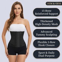 Ceinture de maintien de la taille renforcée avec 15 baleines en acier, 3 crochets et fermeture éclair pour femme, logo personnalisé, haute compression
