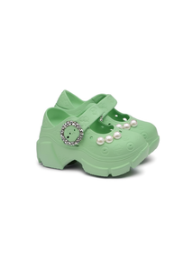Sabots plateforme avec perles, style Mary Jane, chaussures d'été pour femmes et filles, taille 25, dessus en plastique souple et léger, semelle intermédiaire en EVA - Product Image 1
