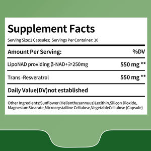 Suplemen Liposomal NAD Plus Resveratrol Kekuatan Tinggi dengan Trans Resveratrol 60 Kapsul/Kotak untuk Dukungan Antioksidan & Imunitas - Product Image 3