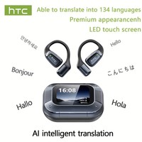 Écouteurs Intra-Auriculaires sans Fil HTC NE25 AI TWS Sport BT V6 avec Écran Couleur LED, Traduction Intelligente, Crochets d'Oreille et Réduction du Bruit