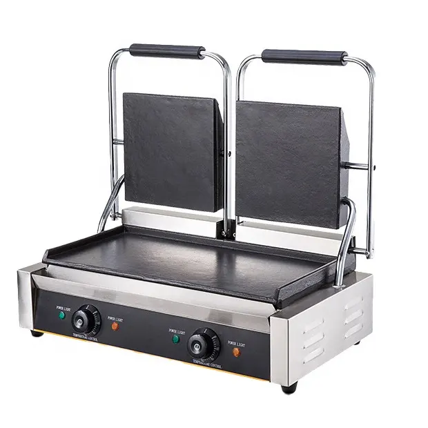 Commerciële Panini Maker Tosti Machine Pers Broodrooster Dubbele Koppen Elektrische Contact Grill Machine