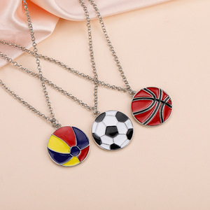 Colliers de bijouterie fantaisie, mini colliers en forme de football, de basketball et de rugby, colliers sportifs pour enfants, cadeaux originaux - Product Image 2