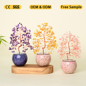 Wholesale Crystal Healing Artificial <b>Tree</b> Amethyst Rose Quartz Money <b>Tree</b> Clear Quartz Base for Fengshui - Product Image 1