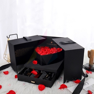 2022 New luxury two layer display rose Heart gift packaging Floral Boxes custom i love you Flower Box With Drawer