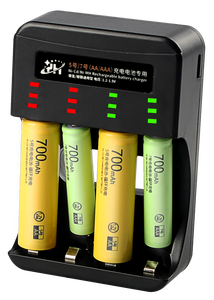 LED 조명이 있는 휴대용 4 슬롯 <span class=keywords><strong>AA</strong></span> AAA Ni-CD 배터리 USB 충전기 - Product Image 2