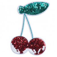 Patchs de cerises à sequins de haute qualité avec nœud et feuille, thermocollants/à coudre, pour la décoration de vêtements, sacs à dos et chapeaux DIY style Y2K girly
