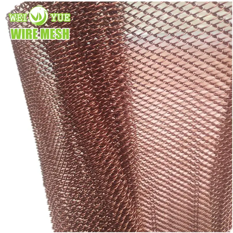 Rose Golden Color Aluminum Chain Link Metal wire Mesh Room Divider Curtain Diamond decorative mesh