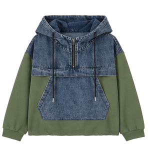เสื้อฮู้ดเดนิมคุณภาพพรีเมียมสำหรับผู้ชายพร้อมกระเป๋าจิงโจ้ - Product Image 1