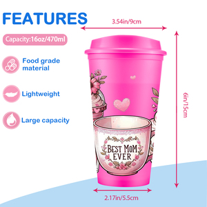 แก้วกาแฟเย็นพลาสติกพิมพ์ลายวันแม่แบบพรีเมียมสั่งทำได้ ทนทาน ไม่แตกหัก พร้อมฝาปิด ขายส่งปี 2026 - Product Image 3