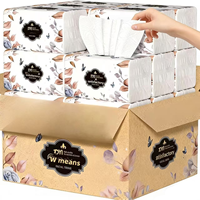 Boîte de mouchoirs en papier doux en gros, marque personnalisée, papier vierge 3 plis en pâte de bois, mouchoirs faciaux propres et pratiques pour les voyages