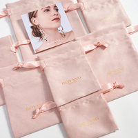 Huanyang — sac en velours, emballage de poussière, Logo personnalisé, petit cordon en daim, bijoux, pochette