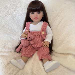 Poupée <span class=keywords><strong>Reborn</strong></span> de <span class=keywords><strong>Boutique</strong></span> de Mode, Poupée Bébé Simulé de 60cm en Silicone avec Cheveux Longs - Product Image 6