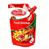 Sachets souples personnalisés imprimés flexo en aluminium alimentaire PET NY PE avec bec verseur latéral pour ketchup
