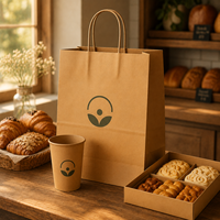 Bolsa de Papel con Asa Retorcida, Resistente a la Grasa y al Aceite, de Grado Alimenticio, Segura, Versátil y Elegante para Eventos de Catering Corporativo y Comida Rápida