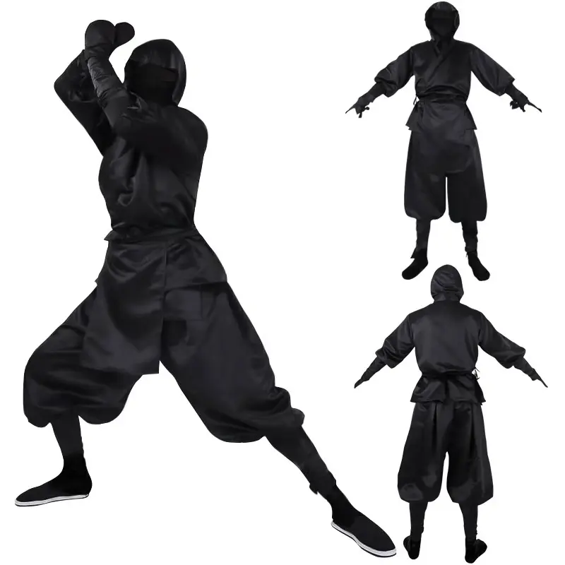 Halloween Trajes dos homens japoneses preto branco ninja cosplay Traje de desempenho