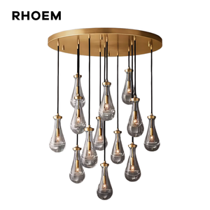 Lustre rond en verre RHOEM pour villa, salon, lustre RH, éclairage décoratif, lustre de luxe pour la maison - Product Image 5