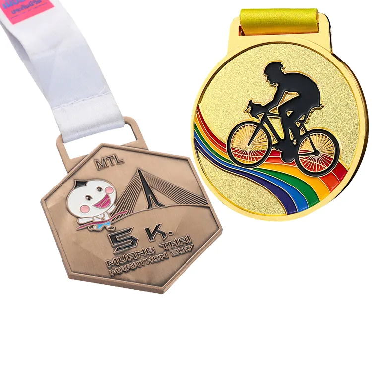 Factory High Quality Customize 3d/2d Bicycle Running Sport Race DIY Enamel Customizable Metal Cycling Medals