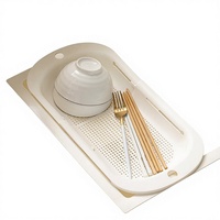 Conception brevetée, panier de drainage rectangulaire télescopique à double couche, support multifonctionnel pour légumes de cuisine