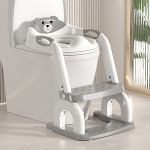 Baby Guard Town Toddler Toilet Seat With Step <b>Stool</b> Animal Pattern PP Material Potty Training Aid For Kids - Product Image 1