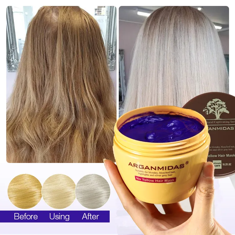 Arganmidas Hair Care Tones Down Brassiness Resalte el cabello teñido Color púrpura Champú para cabello rubio