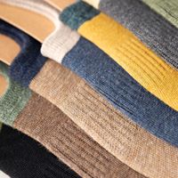 Chaussettes courtes d'été pour hommes en coton peigné, bicolores, style vintage, double épaisseur, invisibles, antidérapantes en silicone, respirantes, à aiguille simple