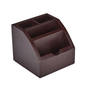 Vendita calda eco-friendly Desktop da ufficio portapenne <span class=keywords><strong>in</strong></span> <span class=keywords><strong>legno</strong></span> per risparmiare spazio marrone quadrato elegante accessorio da tavolo - Product Image 6