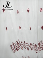 Gorden Jendela Transparan Bordir Bunga Ringan dengan Grommet, Bahan Voile Polyester 100% Lembut, Insulasi, Ramah Lingkungan, Peredam Kebisingan