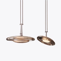 2024 Neue Edelstahl-Leder-Glas-LED-Pendelleuchte Luxuriöse Moderne Designer Einfache Beleuchtung Unregelmäßige Form Wohnzimmer