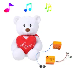 Groothandel Herhaal Talking Witte Teddybeer Met Liefde Hart Aanpassen Voice Recorder Voor Teddybeer Pluche Speelgoed