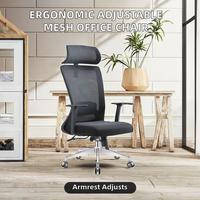 Chaise de bureau exécutive ergonomique contemporaine en maille, pivotante, réglable, avec vérin à gaz, pour bureau à domicile, hôpital, hôtel