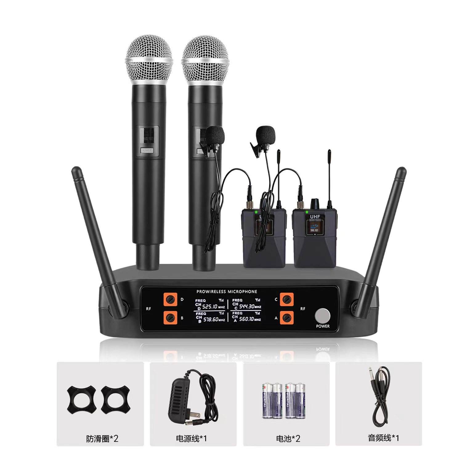 2 micros à main et 2 micros-cravates